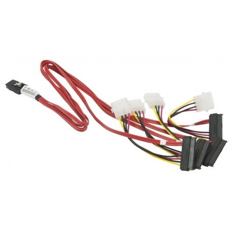 Kabel MiniSAS na 4x SAS/SATA 60cm + 4 Pin Power 15cm Supermicro CBL-0309L